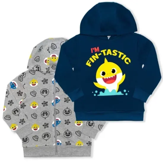 Nickelodeon Boy's 2 Piece Baby Shark Graphic Printed Hoodie Sweatshirt and Zip Up Hooded Jacket Bundle Set for toddler image {3}