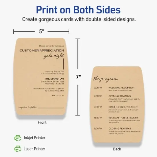 Avery Arched Rectangle Flat Cards, 5" x 7", Kraft Brown, 50 Total image {5}