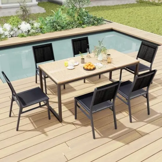 Tangkula Outdoor Dining Chairs w/ Breathable Seat Backrest Heavy-Duty Aluminum Frame image {3}