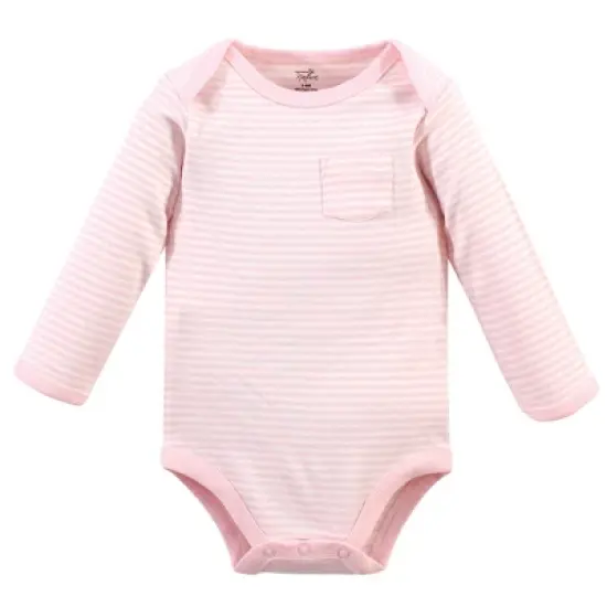 Touched by Nature Baby Girl Organic Cotton Long-Sleeve Bodysuits 5pk, Pink Elephant image {3}