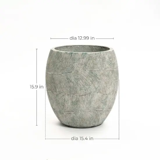 LuxenHome Round Cement Planter &ndash; Rustic Gray Pot with Drainage Hole & Plug for Indoor/Outdoor Plants image {7}