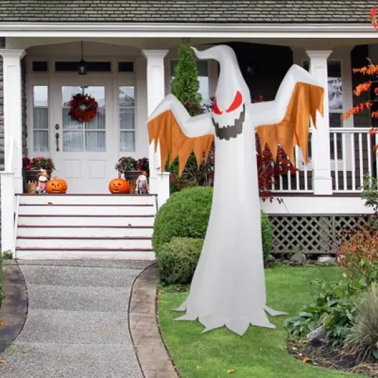 12ft Giant Scary Ghost Flames and Flashing Red Eyes Inflatable Halloween Decoration image {2}
