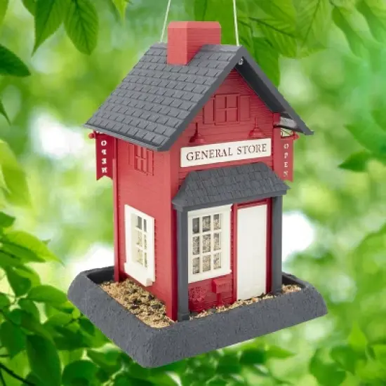 North States General Store Hopper Bird Feeder 14" Red image {1}