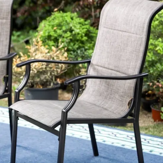2pk Steel Patio Padded Sling Arm Chairs - Captiva Designs image {3}