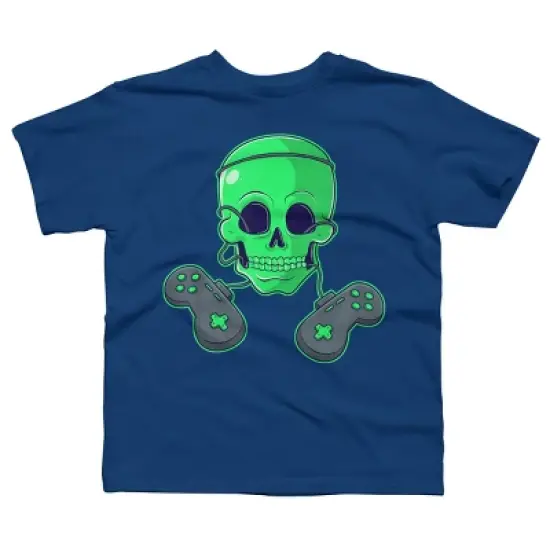 Boy's Design By Humans Halloween Skeleton Skull Crossbones Video Gamer By TaiHan T-Shirt image {5}