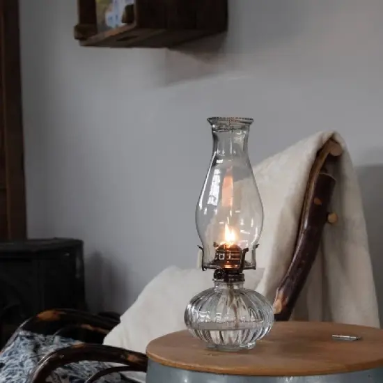 Lehman's Rayo Ellipse Oil Lamp, Indoor Non-Electric Lighting for Everyday or Emergencies, Clear Glass Font and Chimney, Silver-Plated Burner, 13 inch image {3}