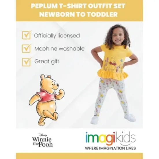 Disney Winnie the Pooh Piglet Peplum T-Shirt and Leggings Outfit Set Newborn to Toddler image {1}