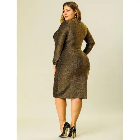 Agnes Orinda Women's Plus Size Party Glitter Cocktail Sequin Midi Bodycon Dress image {3}