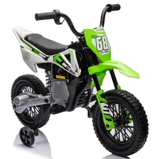 12V Electric Dirt Bike, Kids Electric Motorcycle with 25W*2 Motor, Twist Grip Throttle, Training Wheels, Spring Suspension image {8}