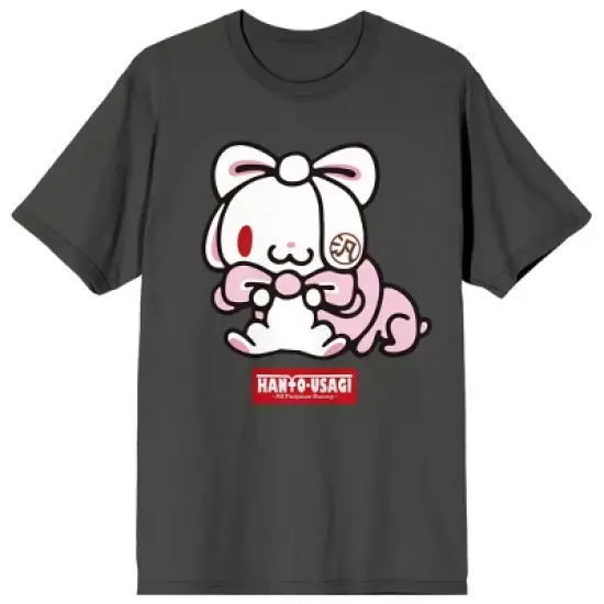 All Purpose Bunny Character With Pink Ribbon Crew Neck Short Sleeve Charcoal Women's T-shirt image {3}