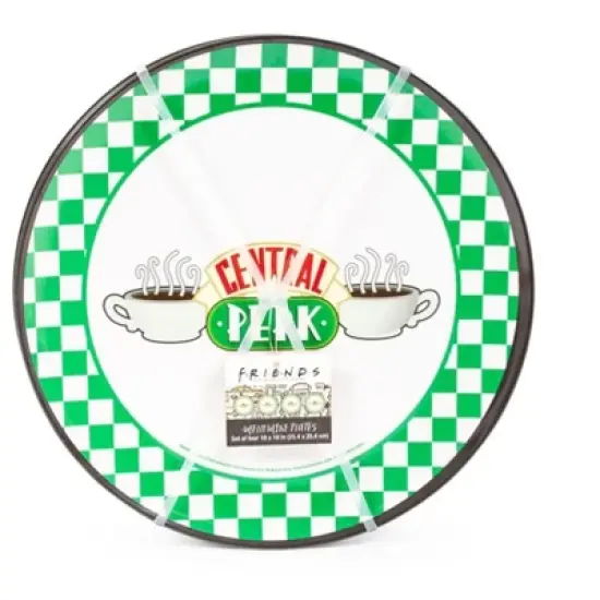 Silver Buffalo Friends Central Perk Checkerboard Logo 10-Inch Melamine Dinner Plates | Set of 4 image {1}
