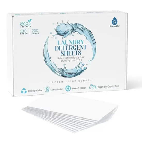Pursonic Natural Laundry Detergent Sheets ,Eco Friendly Fresh Linen Scent image {8}