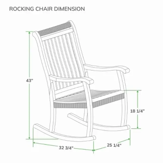 Cambridge Casual 3pc Marrakesh Teak Wood Outdoor Patio Small Spaces Rocker Conversation Set image {9}