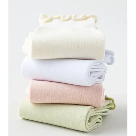 Anna-Kaci 4 Pairs Women's Ruffle Edge Crew Socks Soft Stretch Cotton Blend with High Elastic Cuffs in Assorted Solid Colors image {6}