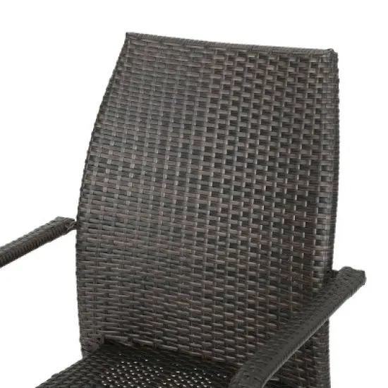 Christopher Knight Home Outdoor Wicker Stacking Dining Chairs (Set of 2), Multibrown image {8}