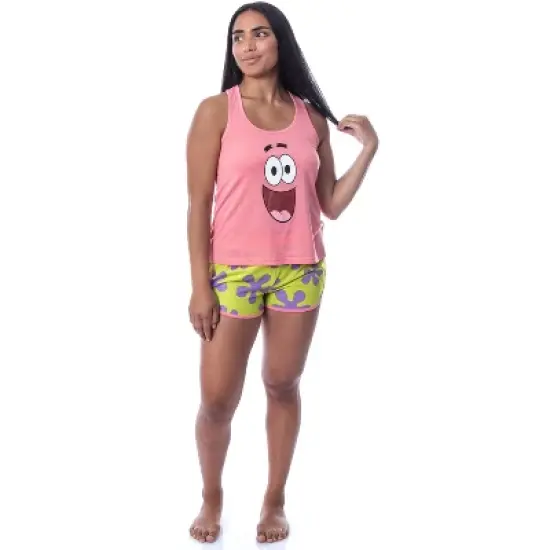 Nickelodeon SpongeBob SquarePants Womens' Patrick Tank Pajama Short Set Pink image {1}