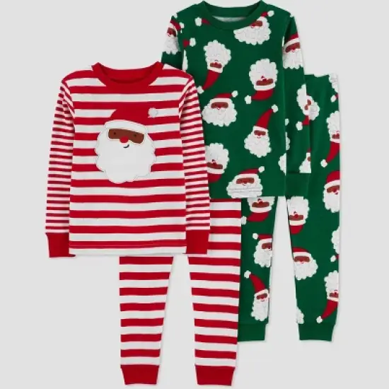 Carter's Just One You&reg; Toddler 4pc Striped Santa Pajama Set image {5}