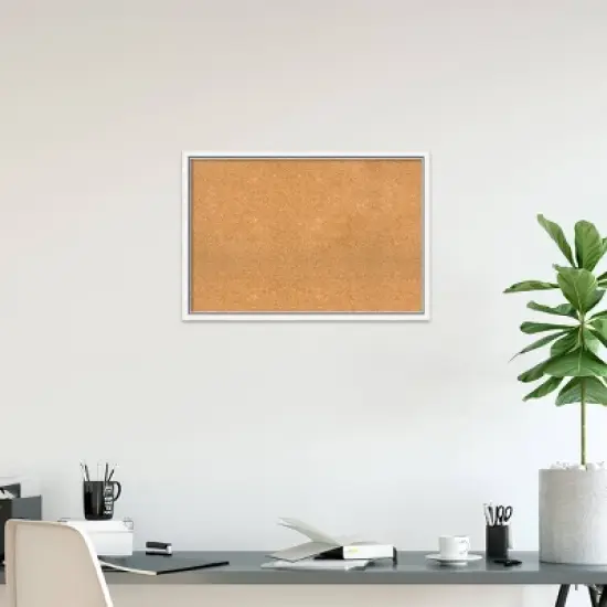 38"x26" Morgan Wood Frame Natural Cork Board White/Blue - Amanti Art: Bulletin Board for Office, Wall Mounted image {6}
