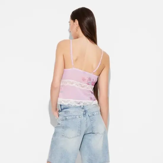 Women's Lace Trim Tank Top - Wild Fable&trade; Pink Floral image {2}