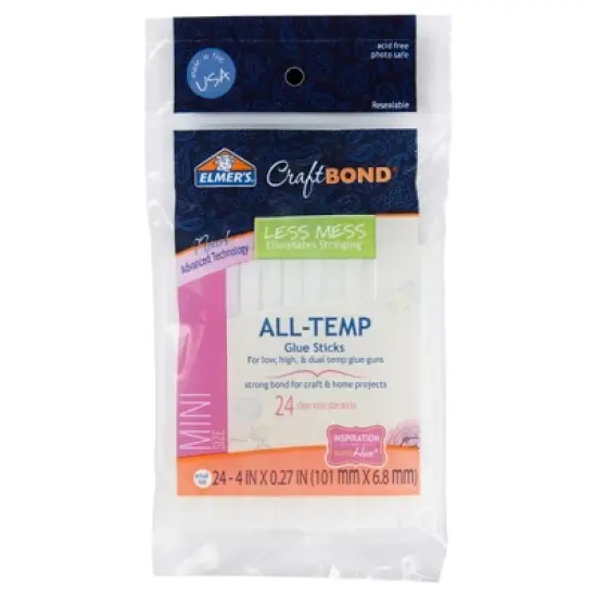 Elmer's Craft Bond Mini 24pk Glue Gun Sticks All-Temp: Hot Glue Sticks, Dries Clear, 4" Length, 0.27" Width image {5}