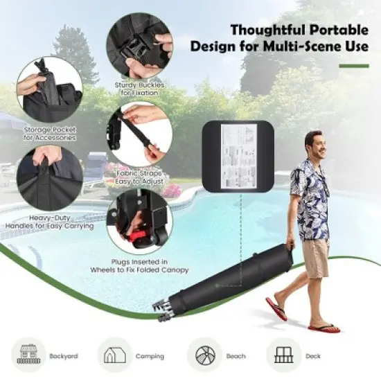 Tangkula 10 x 20FT Patio Pop-Up Folding Canopy Tent UPF 50+ ONE-BUTTON SETUP Instant Sun Shelter White image {8}