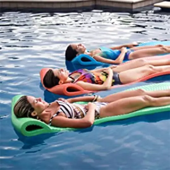 TRC Recreation Serenity 1.5" Thick Vinyl Coated Foam Pool Lounger Swim Float Mat with Roll Pillow for Head and Neck Support image {3}