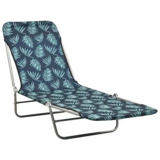 vidaXL 2X Folding Sun Lounger Outdoor Garden Beach Patio Lounge Seating Bed Foldable Camping Chair Daybed Sunbed Steel and Fabric Leaf Pattern image {8}