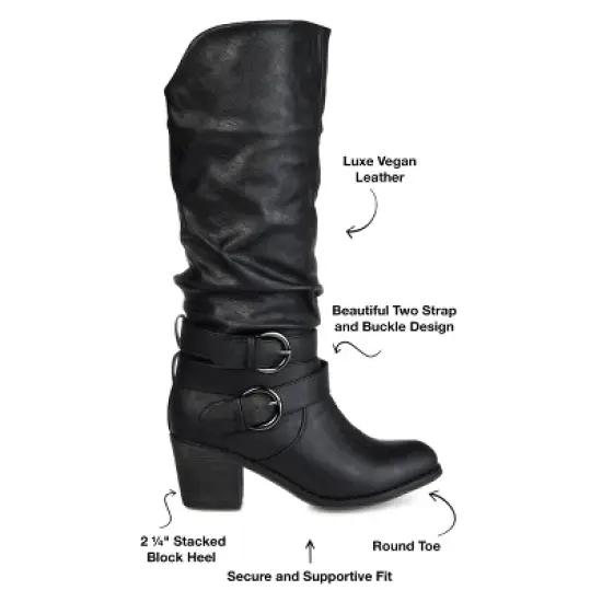 Journee Collection Womens Late Stacked Heel Mid Calf Boots image {7}