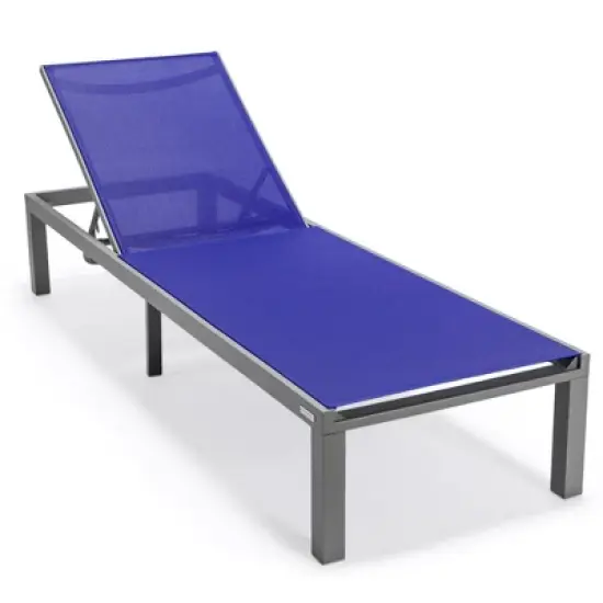 LeisureMod Marlin Patio Sling Chaise Lounge Chair in Grey Aluminum image {17}