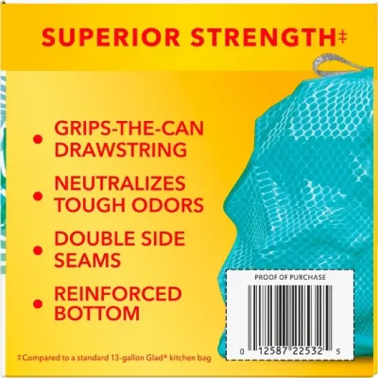 Glad ForceFlex MaxStrength Bahama Bliss Drawstring Trash Bags - Febreze Freshness - 13gal - 45ct image {16}