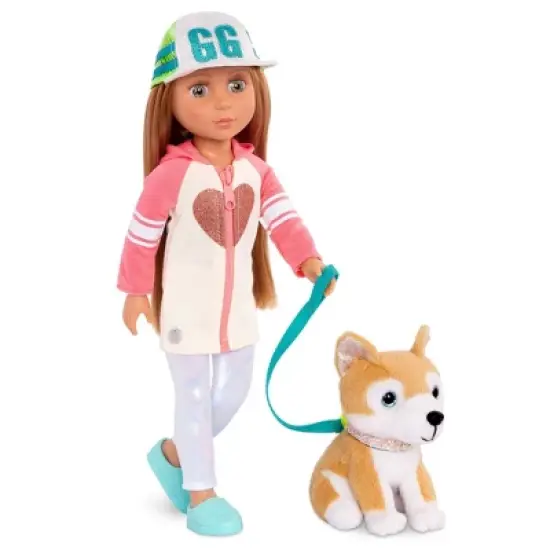 Glitter Girls Tavi with Dog Plush Nougat 14" Doll & Pet Set image {1}