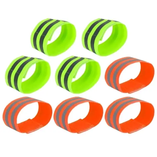 Unique Bargains Reflective Bands for Arm Ankle Reflective Armbands Slaps Night Riding Reflector Tape Straps Bracelet Orange Green 8 Pcs image {6}