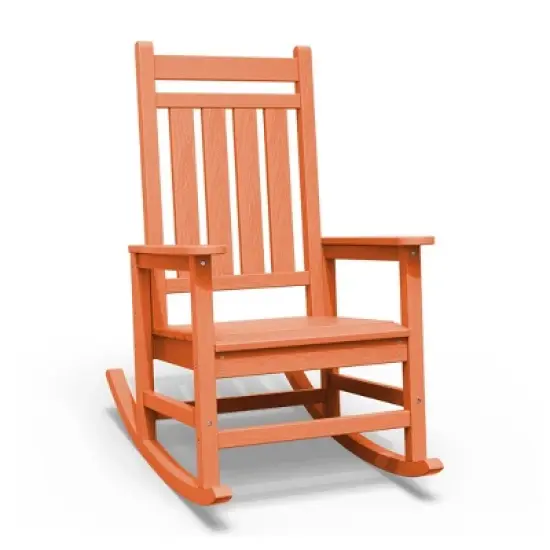 Hyleory HDPE Modern Resin Outdoor Rocking Chair, Patio Adirondack Chair for All Seasons image {19}