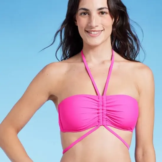 Women's Strappy Halter Bandeau Bikini Top - Shade & Shore&trade; Pink image {2}