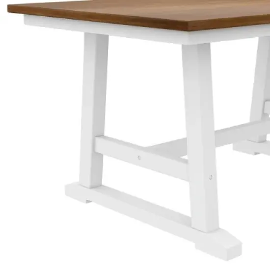 Farmhouse 6-Piece Wood Dining Table Set with Long Bench and 4 Dining Chairs-ModernLuxe image {5}