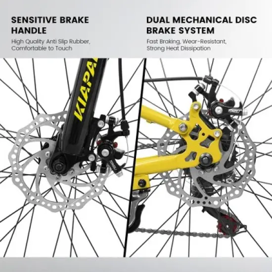 NAYSAYE Bicycle 26 Inch Steel Frame Mountain Bike 21 Speed with Shock Fork and Disc Brakes for Unisex, Black, 55.91"*7.88"*28.74" image {3}