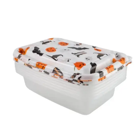 Cook With Color 6pc Halloween Rectangular Food Storage Container Set image {6}
