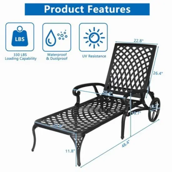 Karl Home |Black Outdoor Aluminum Chaise Lounge image {1}