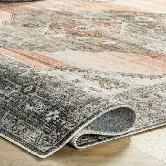 nuLOOM Gracie Distressed Medallion Machine Washable Area Rug image {3}