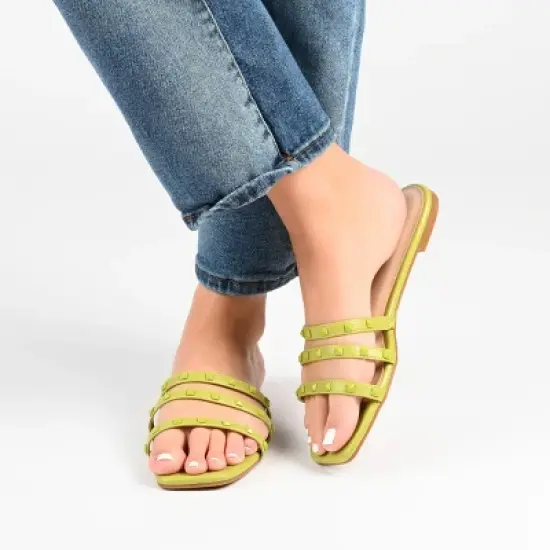 Journee Collection Womens Camarie Slip On Slide Multi Strap Sandals image {8}