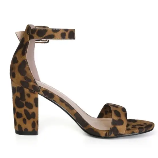 Allegra K Women's Floral Ankle Strap Block Heel Sandals image {5}