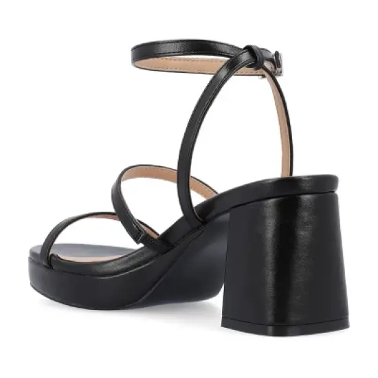 Journee Collection Womens Samilee Metallic Vegan Leather Platform Sandals image {6}
