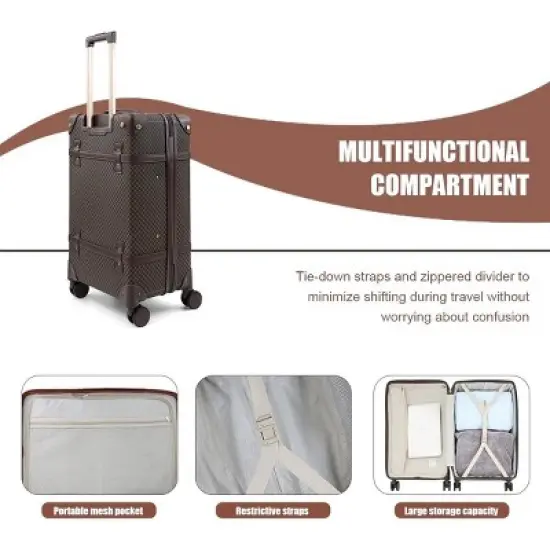 New York Xpress QD-24101 Luxury Vintage Durable Suitcase Sets w/TSA Lock & Double Spinner Wheels 20" 24" 28" image {10}