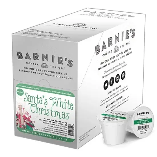 Barnie's Coffee & Tea Co. Coffee Pods, Santa's White Christmas Medium Roast Decaf Coffee in Single Serve Cups, 24 Count image {3}