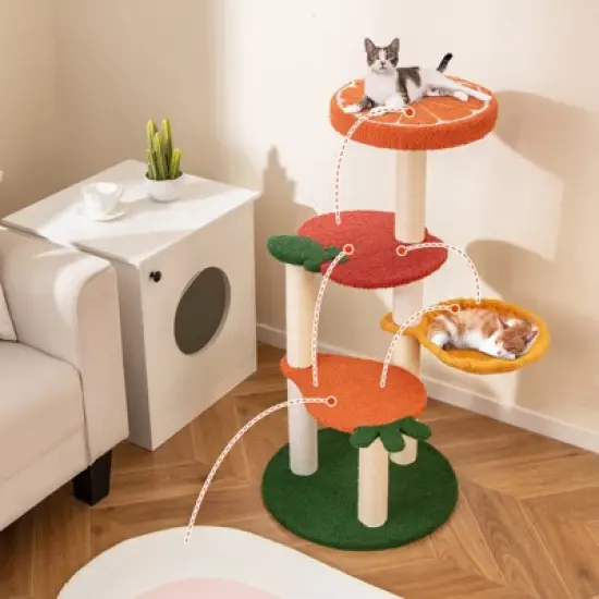 Tangkula Multi-level Cat Tree Cute Fruit World Cat Tower w/ Fruit-shaped Platforms image {1}