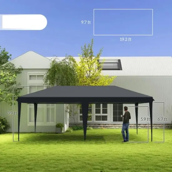 Resenkos Patio Garden Pergola, Pergola Canopy,10' x 20' Pop Up Canopy Tent, Upgraded Heavy Duty Tents for Parties with Carry Bag, Black image {1}