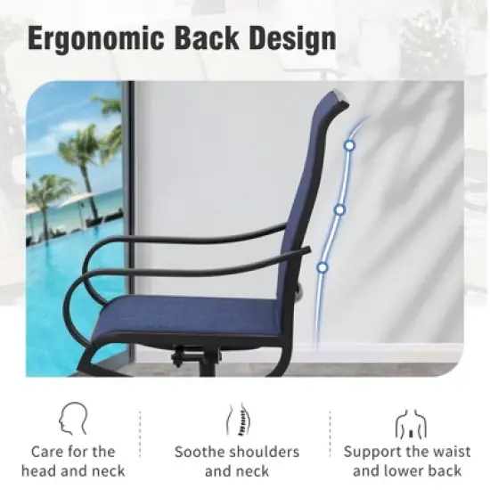 Captiva Designs Outdoor Dining Breathable Quick-dry Sling Steel Chairs with 360 Degree Swivel image {9}