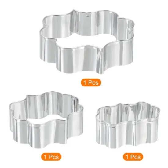 Unique Bargains Versatile Stainless Steel Durable Dishwasher Safe Cookie Cutter Set Silver Tone 3 Pcs image {2}