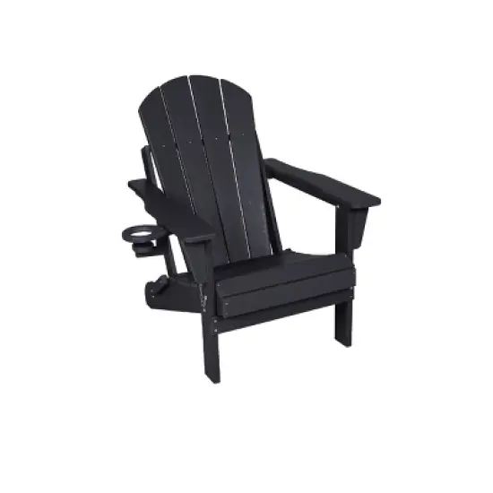 Folding Adirondack Chair,Composite Adirondack Chair With Dual Cup Holder,HDPE All-Weather Adirondack Chair For Patio-Cuddlewood image {1}