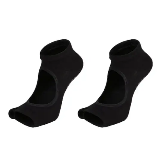 Anna-Kaci Women's Open Toe Yoga Socks with Anti-Slip Grip Sole Breathable Fabric for Barre and Pilates 2-Pack image {8}